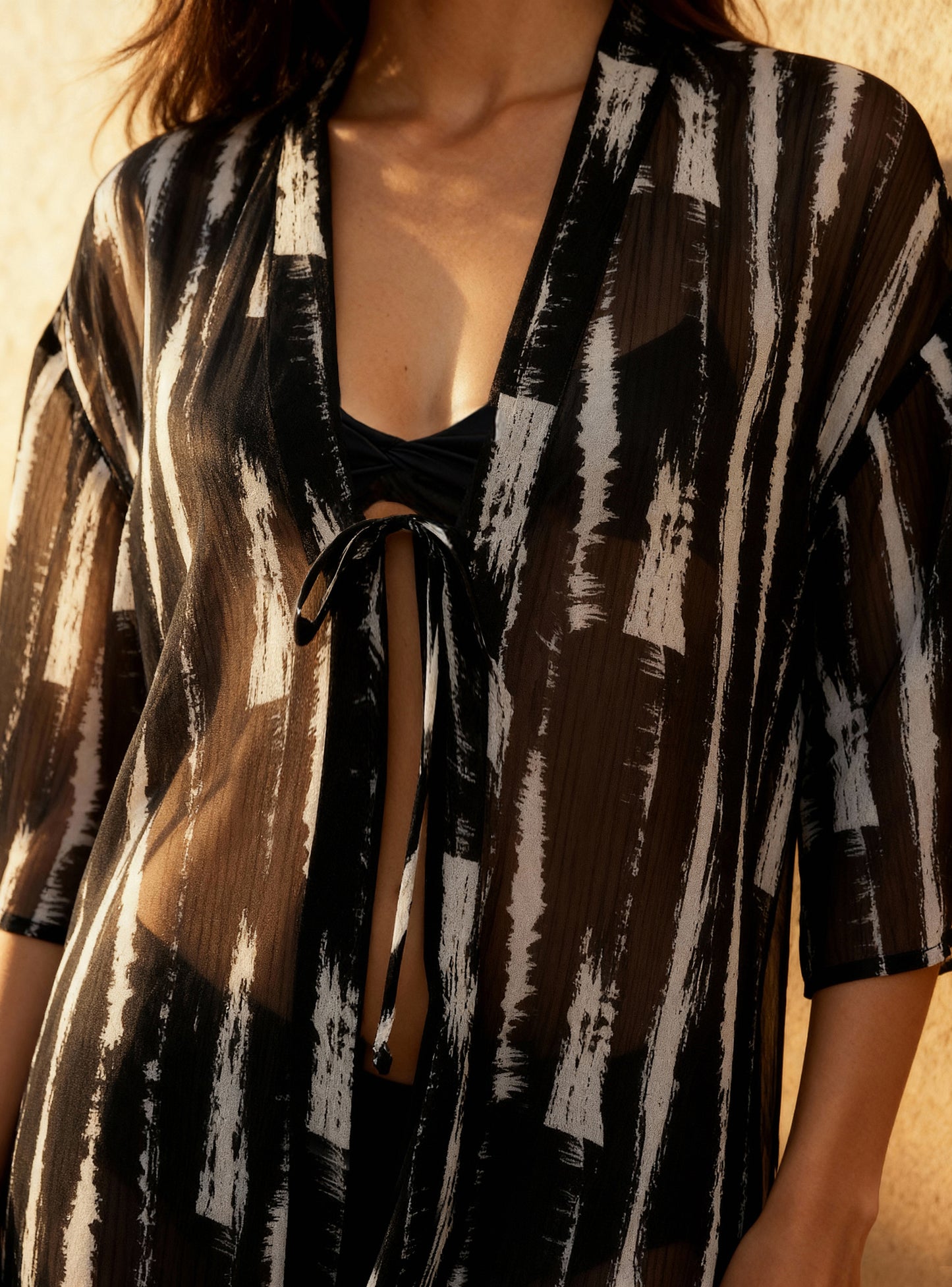 Kimono semitransparente Tiare Color Negro