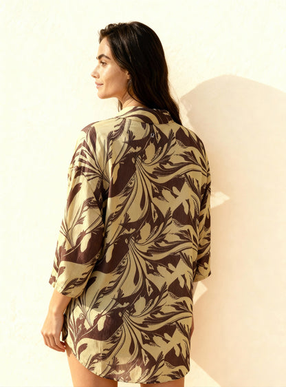 Kimono semitransparente Tiare Color Café