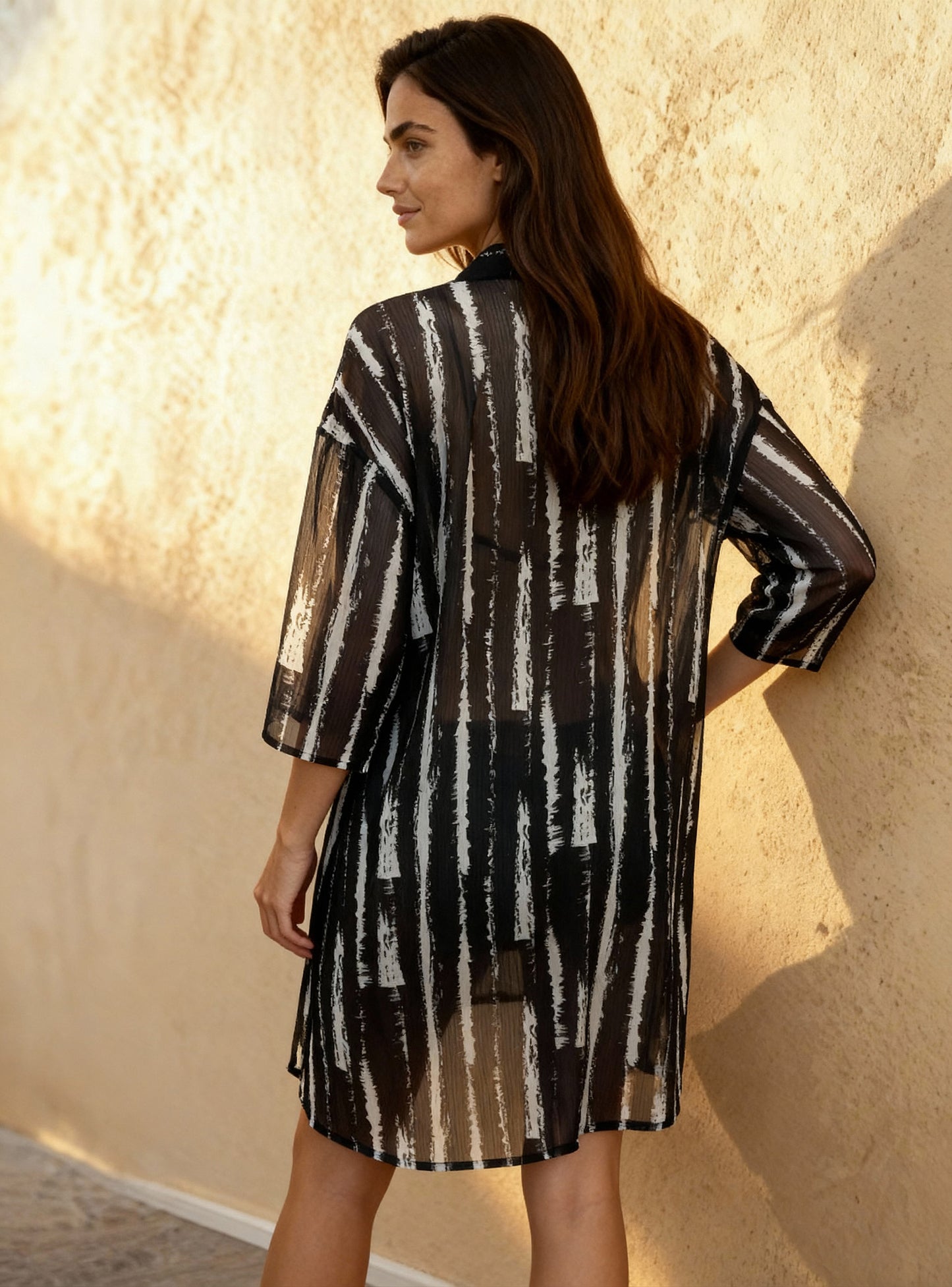 Kimono semitransparente Tiare Color Negro